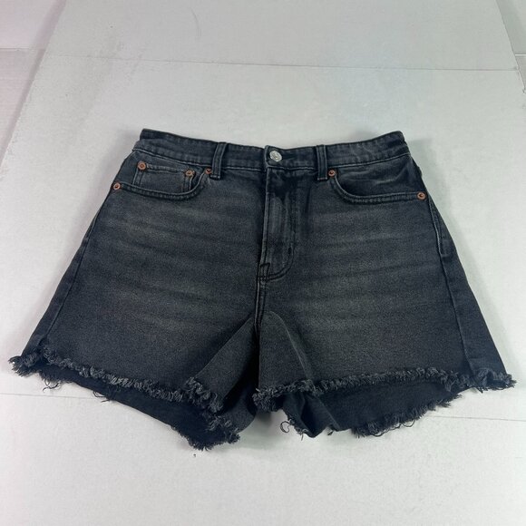 American Eagle Short Women 28* 90s Boyfriend High Rise Black Cut Off  Jort Tag 4 - Picture 1 of 16